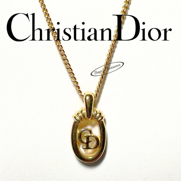 ✨ Signed Vintage Christian Dior CD Logo Pendant NecklaceNew Old Stock